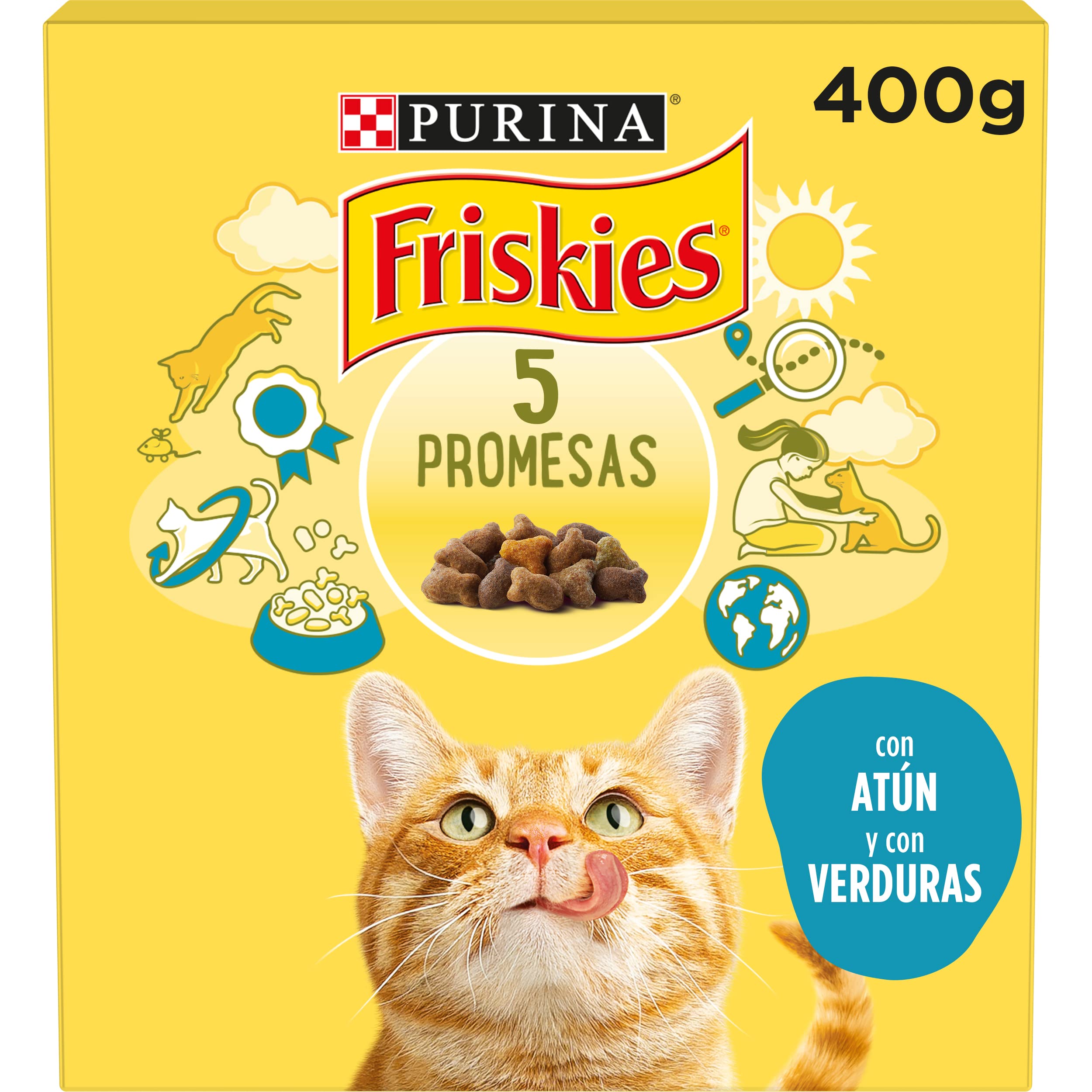 Purina Friskies Pienso para Gato Adulto con Atún y Verduras, 20 packs de 400g
