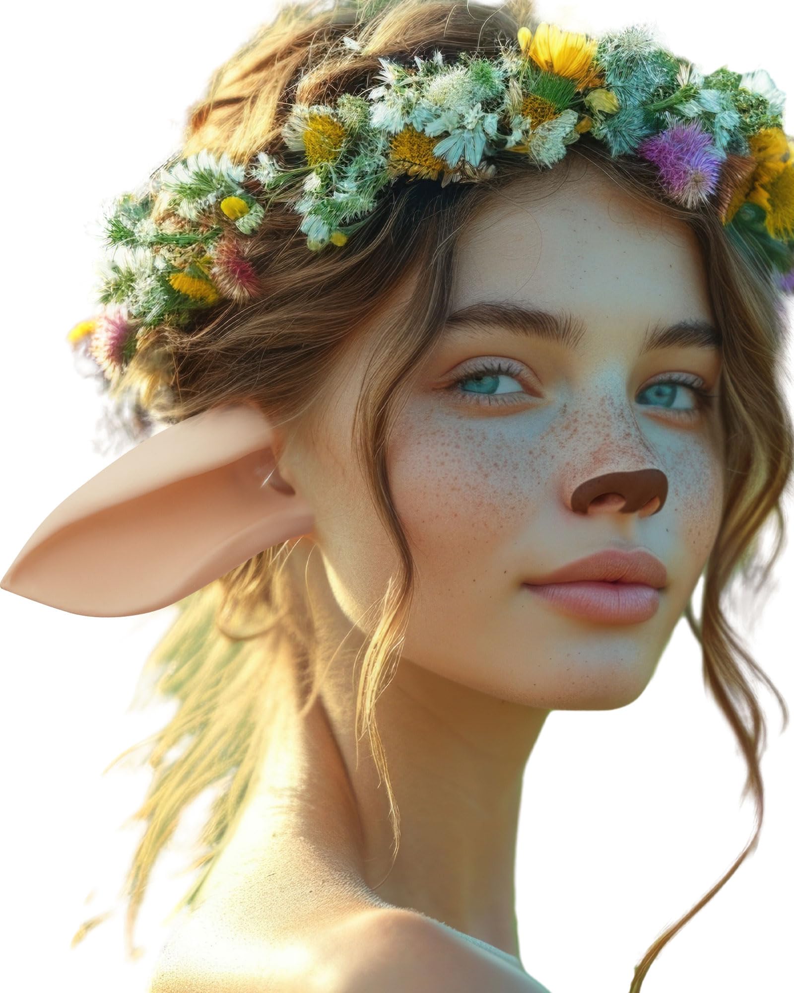 Libima Faun Ears Satyr Cosplay Costume Prosthetic Deer Fawn Goat Antlers Ears Costume Latex Prosthetic for Halloween Christmas Fairy Masquerade Prom Photo Props Party