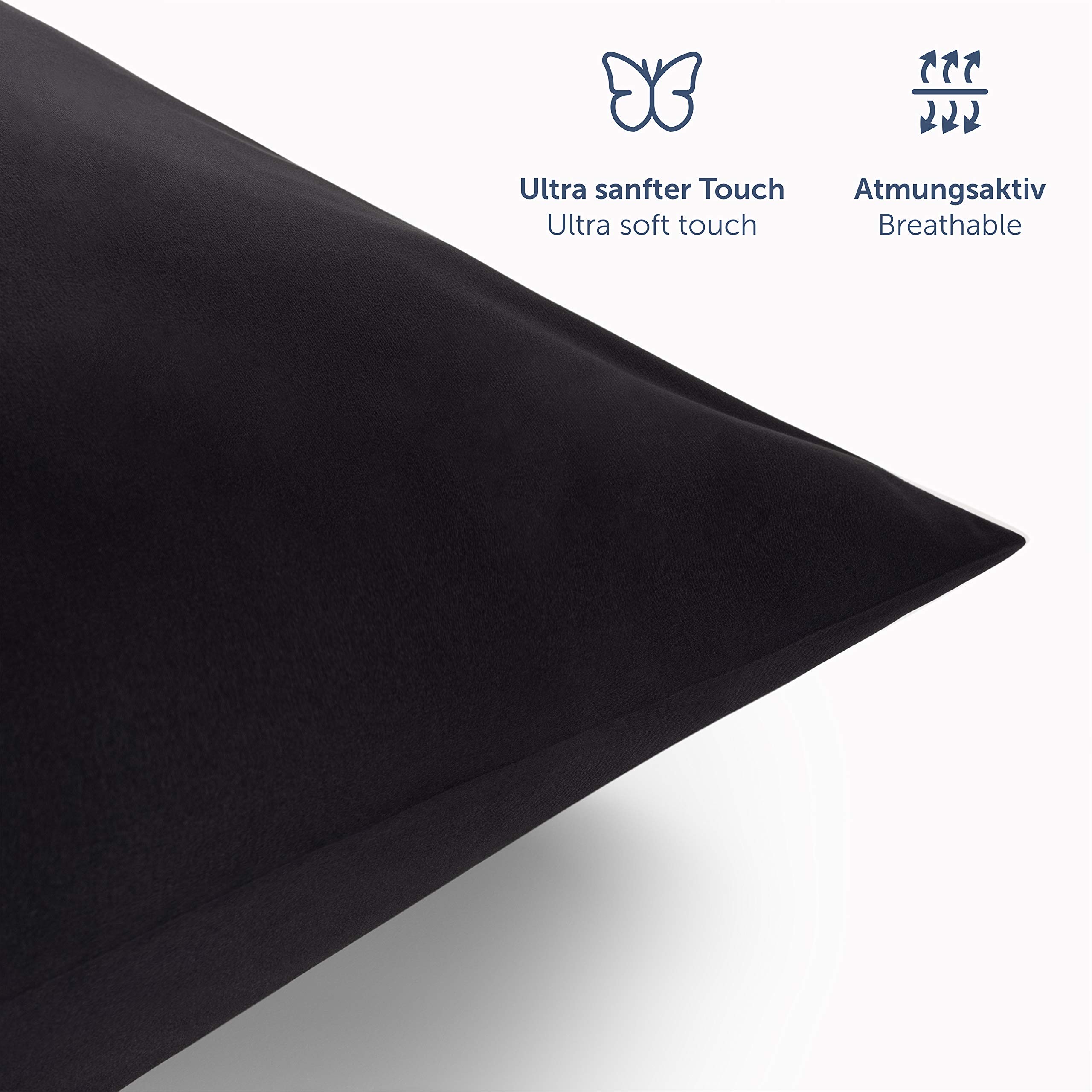 Blumtal Copripiumino 220 x 240 cm in microfibra con 2 federe 65 x 65 cm – Parure da letto 220 x 240 2 persone, Basic, certificato Oeko-Tex, ultra morbido – nero