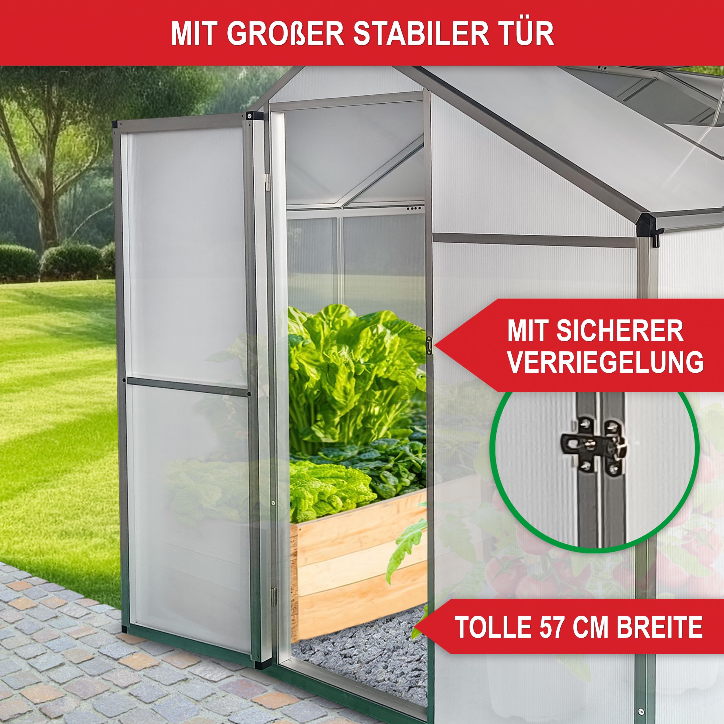 ONBEST stabiles Aluminium Gewächshaus mit Dachfenster – Garten Frühbeet ideal für die Anzucht von Tomaten Blumen – vielseitig nutzbar als Treibhaus, Tomatengewächshaus Pflanzenhaus (XXL)