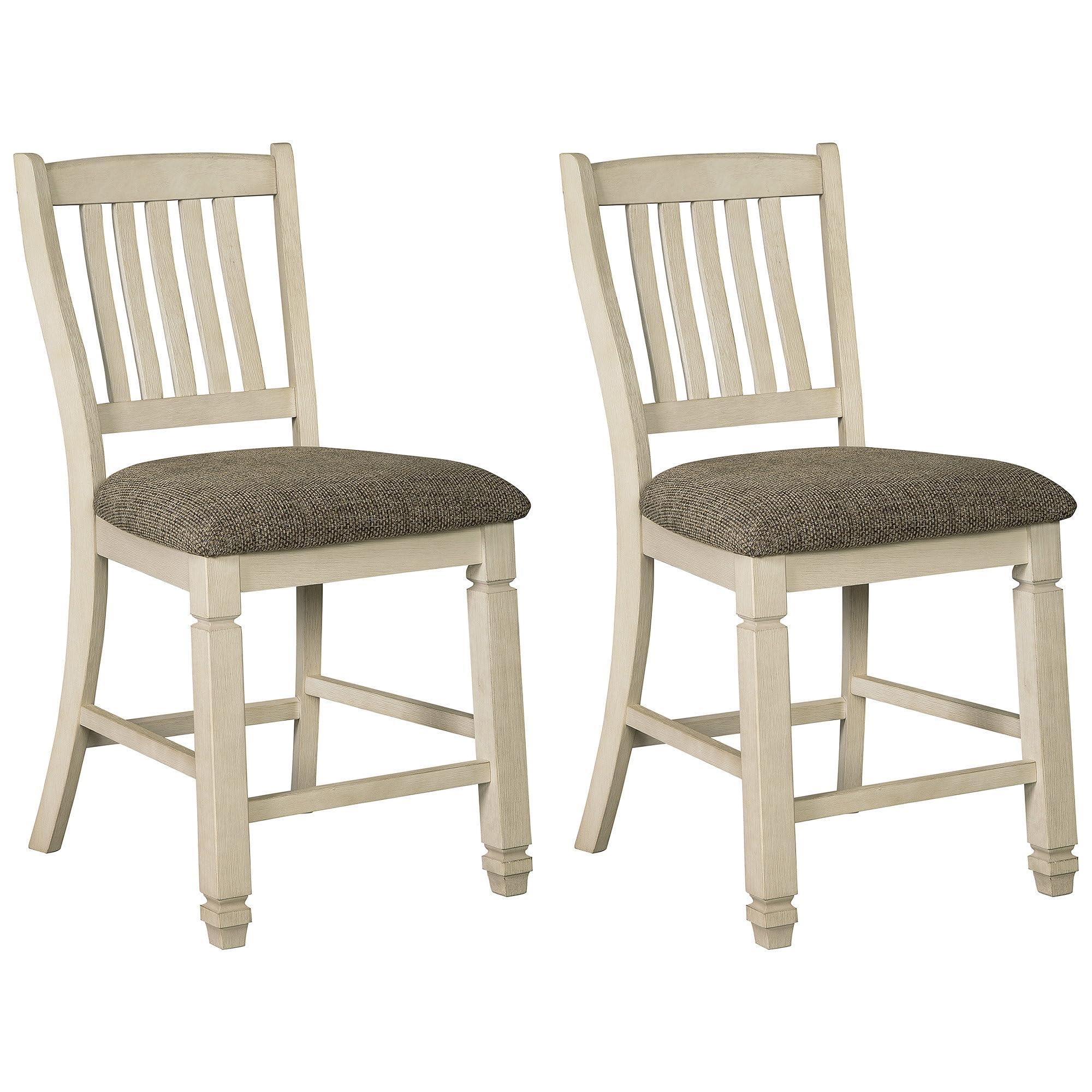 Signature Design by Ashley Bolanburg 24" Counter Height Farmhouse Barstool, 2 Count, Antique White