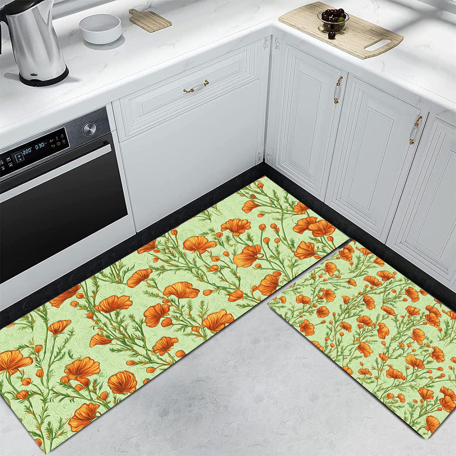 Tapis de cuisine antidérapant lavable : fini les glissades avec ce lot de 2 vert
