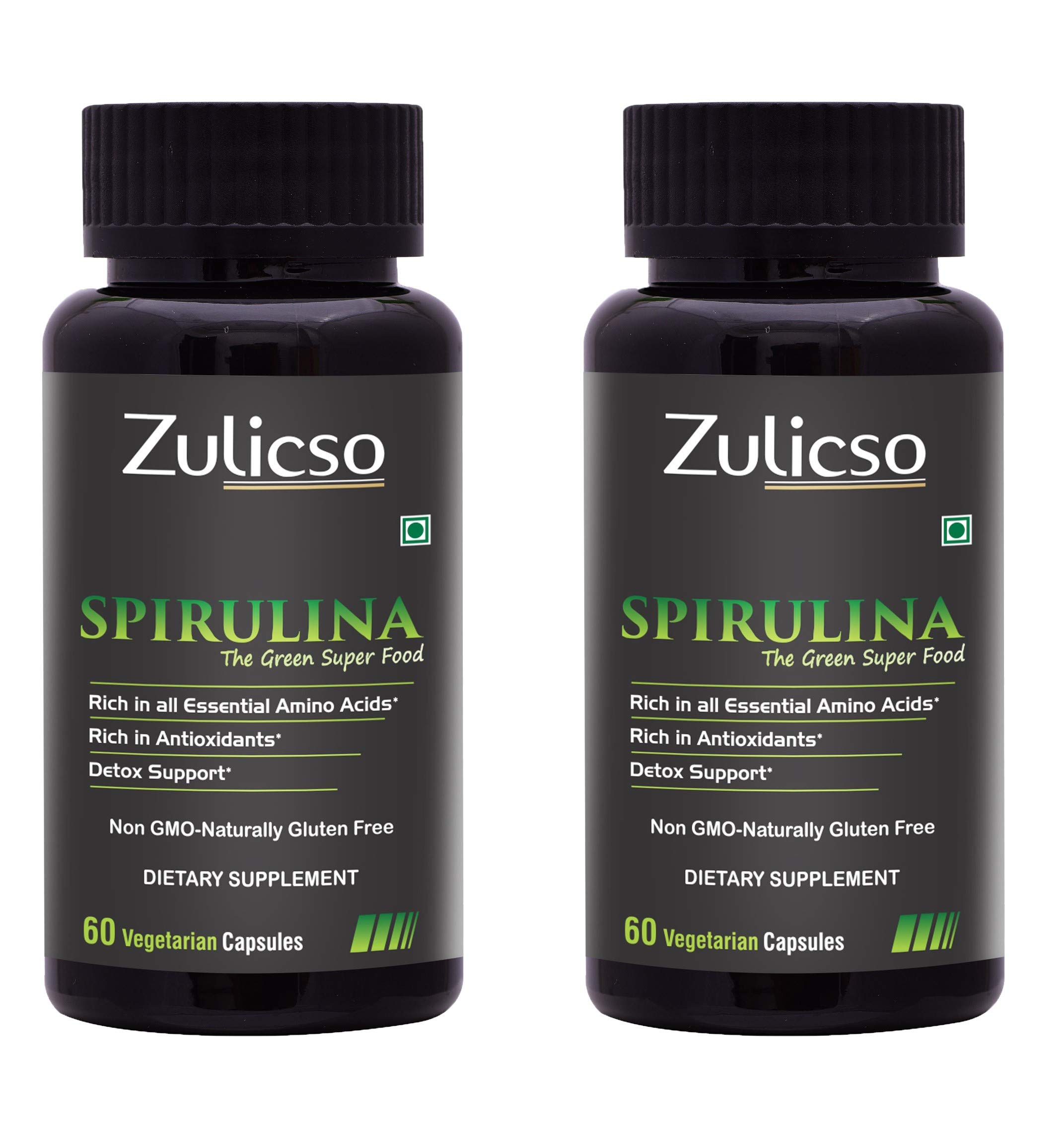 Zulicso Spirulina Green Superfood 500mg - 60 Veg Capsules (PACK OF 2) (B08SJM4N4B) Amazon Price History, Amazon Price Tracker