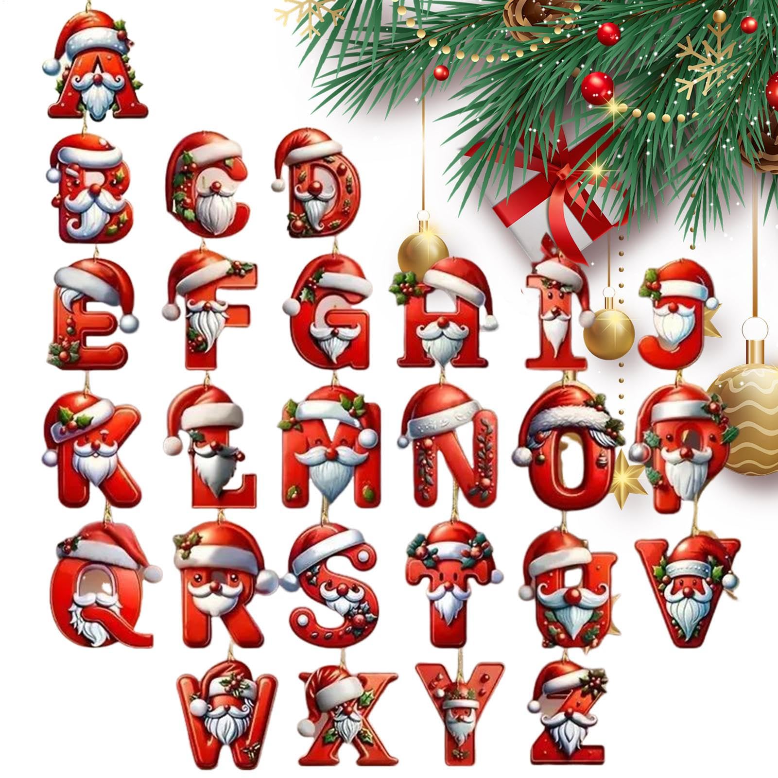 Ornements de Noël en forme de lettre rouge acrylique suspendre decoration sapin