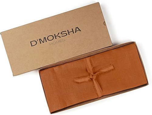 Miniatura 6 de D'Moksha Homes Camino de mesa de lino óxido de 48 pulgadas Camino de mesa de lino 100% puro de 14 x 48 pulgadas para mesas de café, cómoda, otoño y