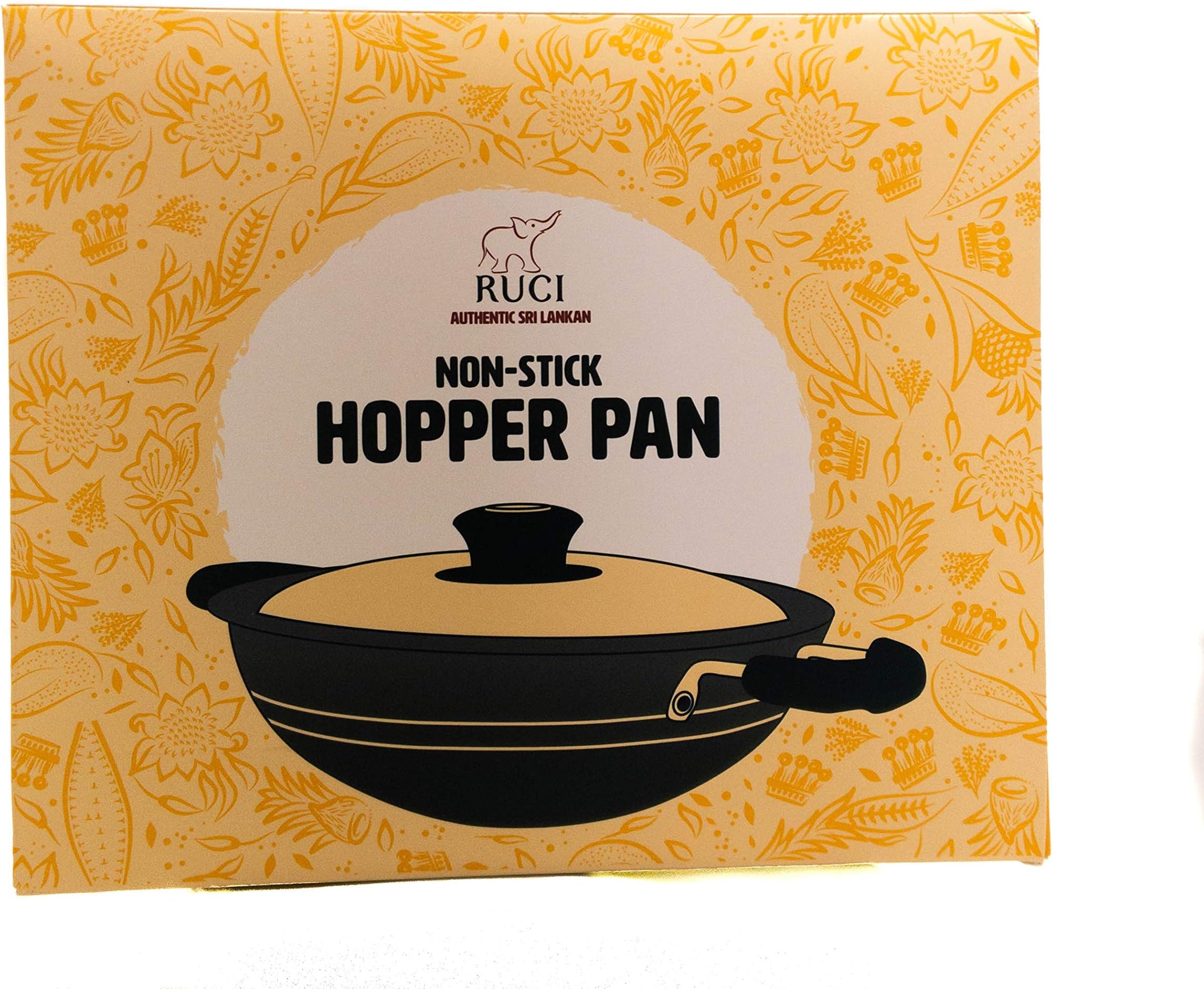 RUCI Hopper Pan, Premium Non-Stick Coating with Glass Lid and Heavy Bottom for Best Heat Retention and Distribution to Make Crispy Sri Lankan Hoppers - 18cm Diameter