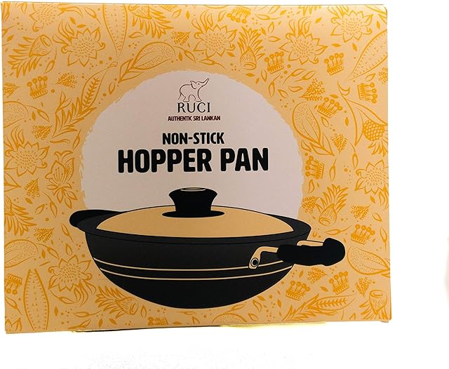 RUCI Hopper Pan, Premium Non-Stick with Specially Designed Glass Lid and Heavy Bottom for Best Heat Retention and Distribution to Make Crispy Sri Lankan Hoppers