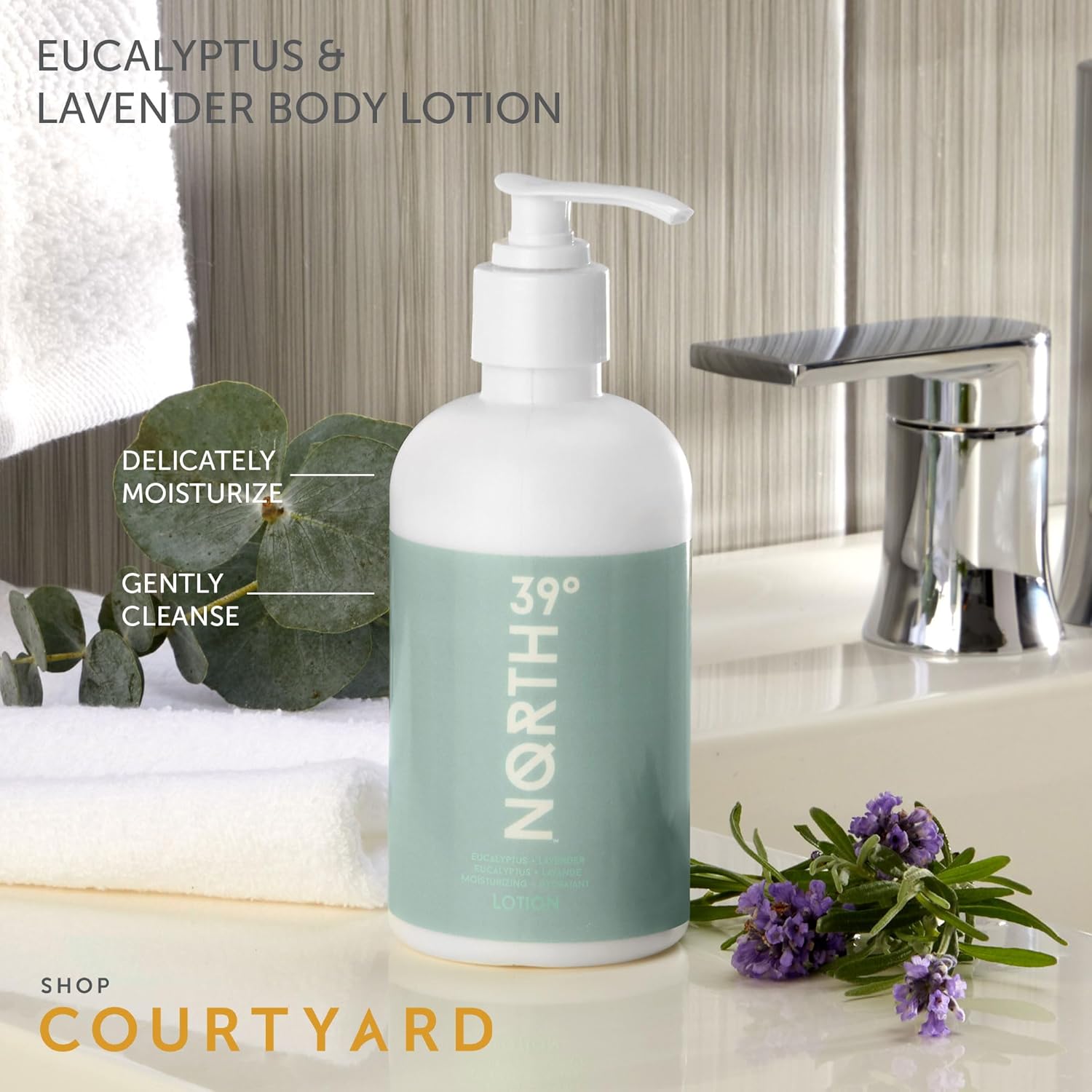 39° North Body Lotion - Eucalyptus & Lavender Scent - Featured in Courtyard by Marriott and Residence Inn Hotels - Hydrating & Moisturizing - All Natural Body Lotion - 8.5oz - Image 3