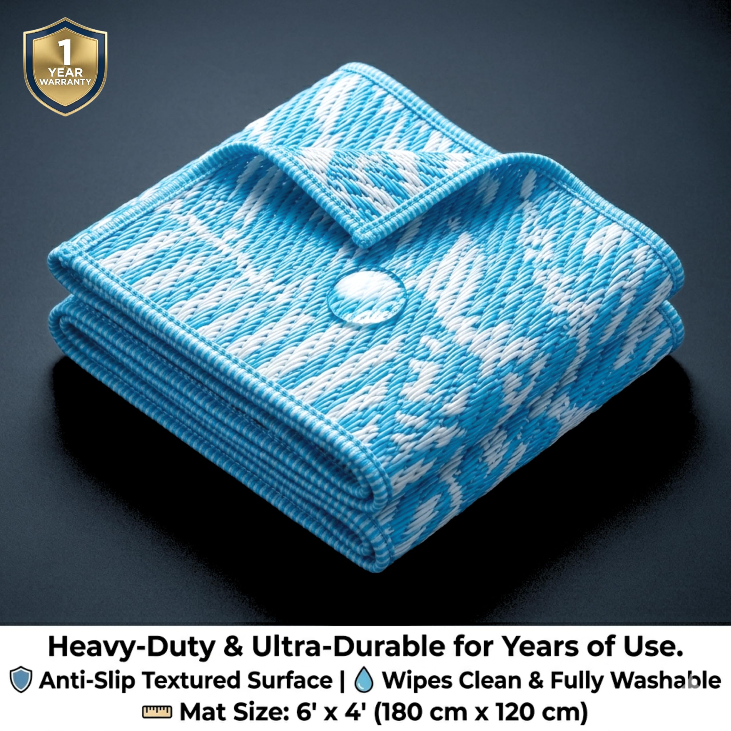 Leaf Design Mat - Blue & White Reversible Mat -6