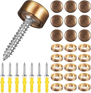 Decorative Self Tapping Screws with Caps 16 Sets Retro Copper Hardware | Vintage Brass Finish, Plastic Caps Included, Easy Installation, Sturdy Build, for Furniture Accents and Repairs