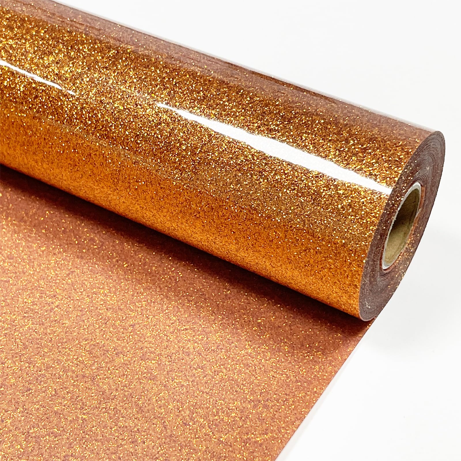 Bronze Glitter Heat Transfer Vinyl 12" x 15 ft HTV for Shirts, Glitter HTV for All Cutter Machine - Easy to Cut &amp; Weed for Heat Vinyl Design (Cooper)