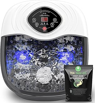 closewave Ozone&UV Foot Spa Bath Massager with HeatBubbles Shiatsu Rollers Epsom Salt Temperature Control, Relieves Stress and Feet Pain - Home Pedicure Soaking Tub Gift for Women/Men, Mom/Dad