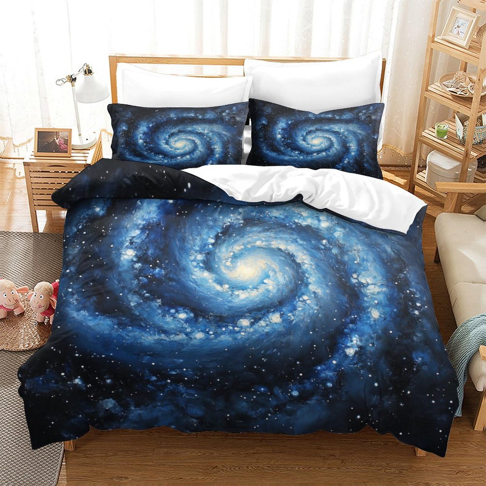P1s9u7w5y Galactic Nebula-4 3D Printed Galaxy Spiral Duvet Cover Set 3Pcs Microfiber Space Bedding Set Super King（260X220cm）