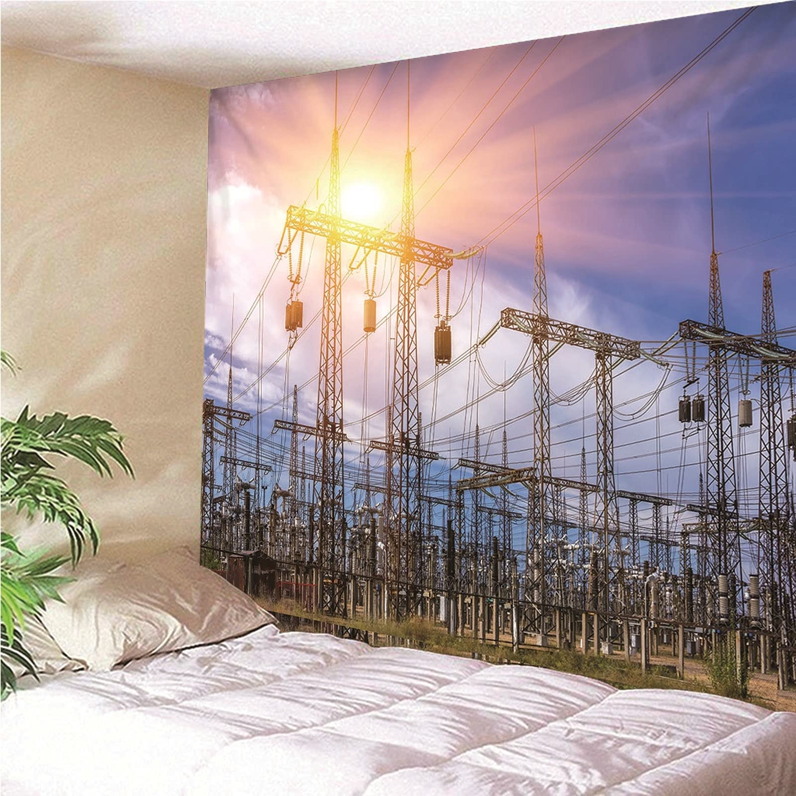 Aeici Tapiz Pared Decoracion Juvenil, Tapiz De Tela para Pared Tapiz Central eléctrica- Multicolor, 200x200CM