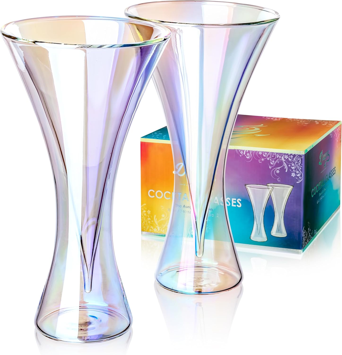 Dragon Glassware Vasos de Martini, vaso de cóctel iridiscente con aislamiento de doble pared, vasos únicos y futuristas, mantiene las bebidas frías