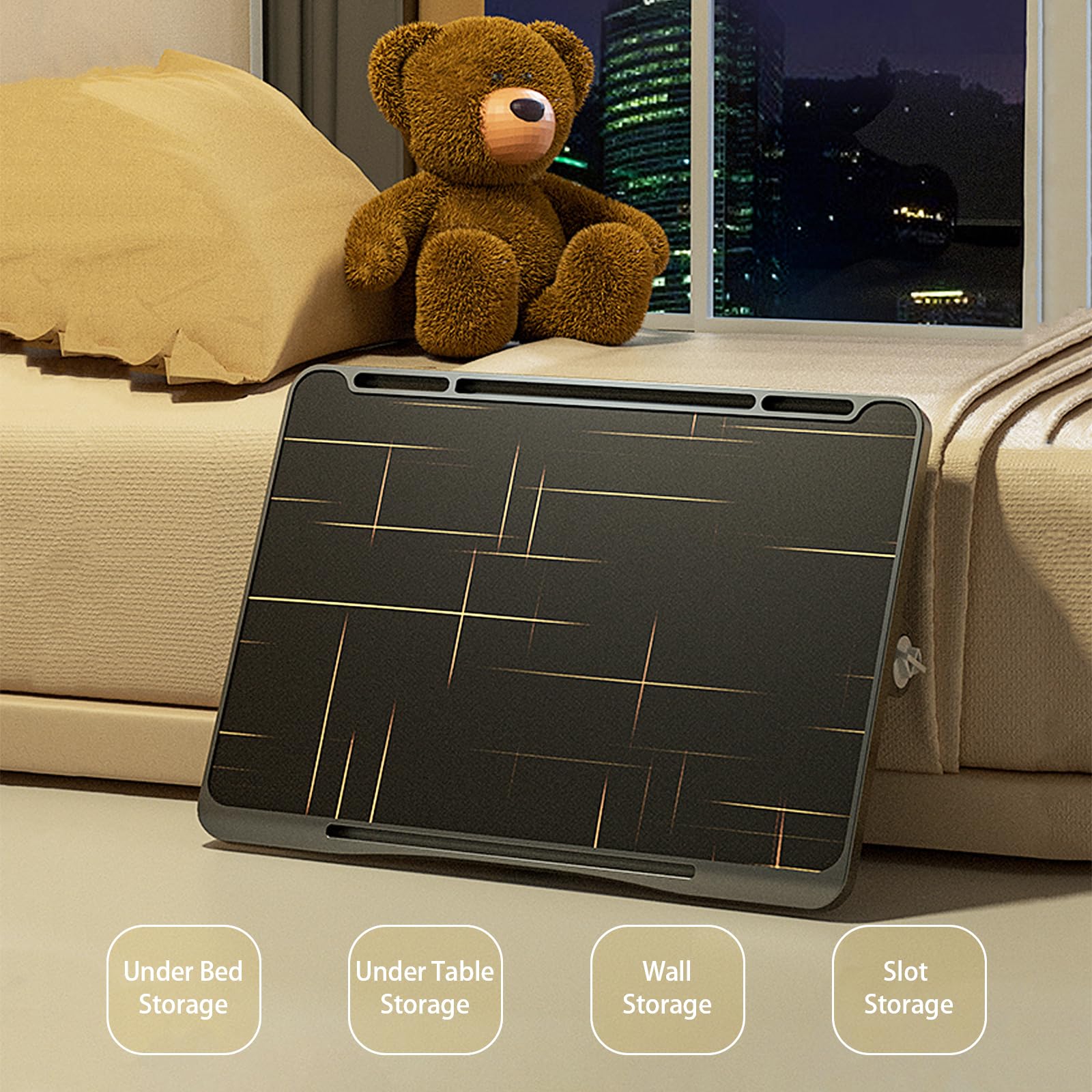 SIDIANBAN Laptop Desk for Bed, Adjustable Bed Table with USB Charge Port, Foldable Laptop Table with Storage Drawer, Portable Laptop Bed Desk Tray for Eating Working Writing Reading (Black)