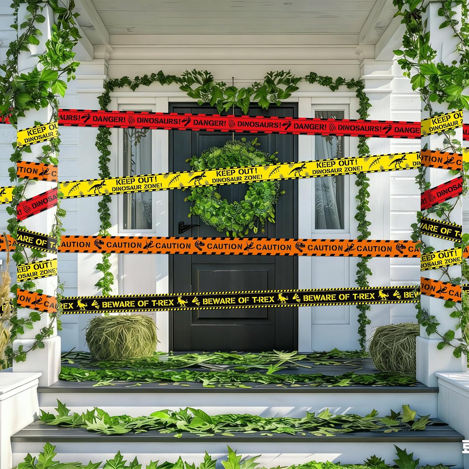 ZOIIWA 4 Rolls Dino Caution Tape 29 Feet Funny Dinosaur Party Decorations Dinosaur Beware of T-Rex Warning Tape Dino Themed Party Supplies for Birthday Baby Shower Vacation Bible School Decor