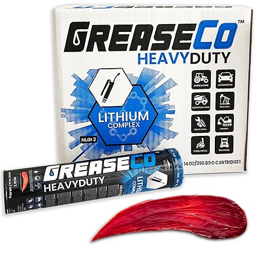 Red & Tacky Grease Tube Lithium Complex NLGI 2 EP (10 Cartridges) | High Temp Wheel Bearing Lube | Tractor Automotive Axle 5th Wheel CV Joint Trailer Ball Hitch | Case of Grease Gun Tubes | HeavyDuty