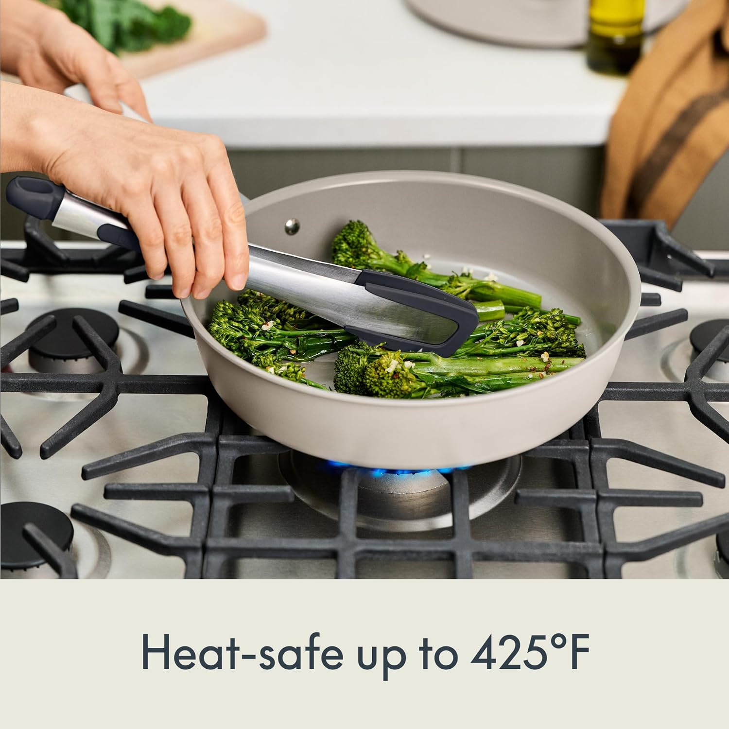 bella 6-Piece Modular Tool Set, Silicone, Turner, Spoon, Slotted Spoon, Spatula, Tongs, Crock with removable divider, Non-toxic*, Food-grade, Heat safe to 425°F, Dishwasher Safe, Oatmilk