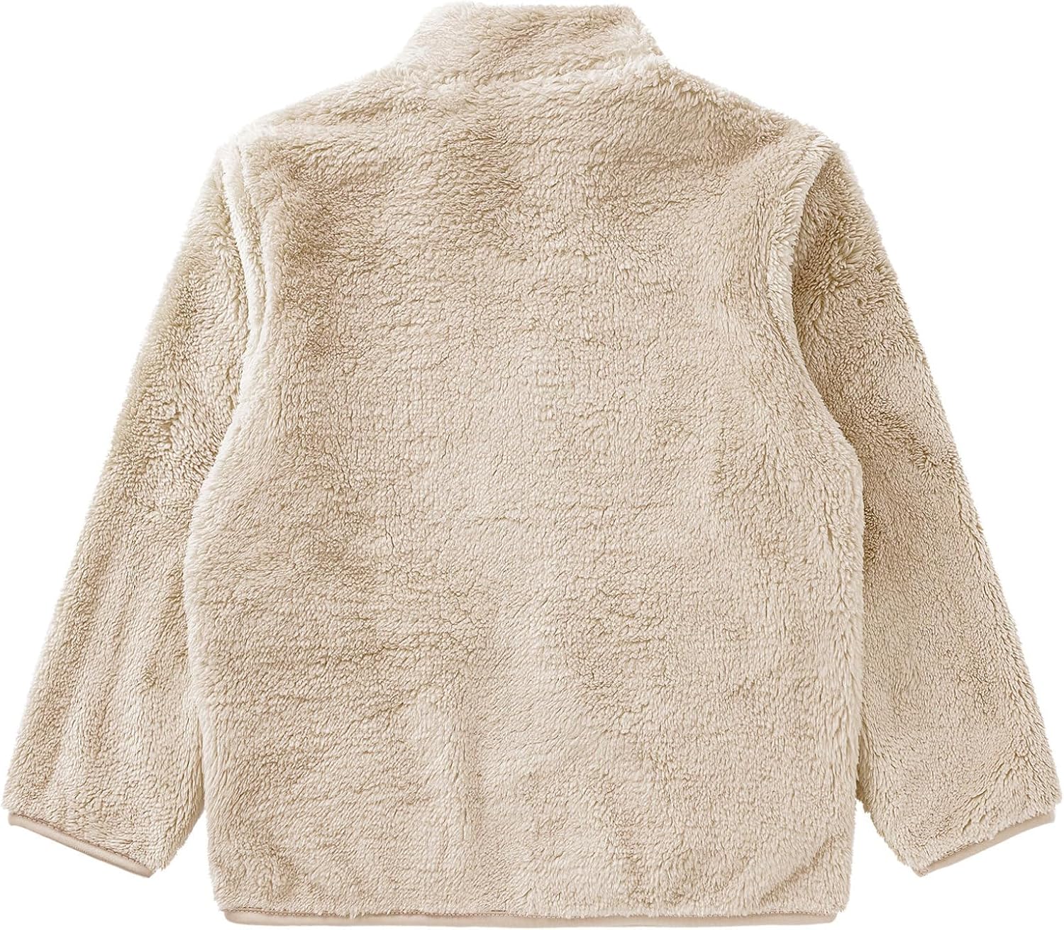 Kids Girls Long Sleeve Faux Fur Fleece Zip Up Jacket Thicken Solid Color Casual Warm Outerwear for Winter