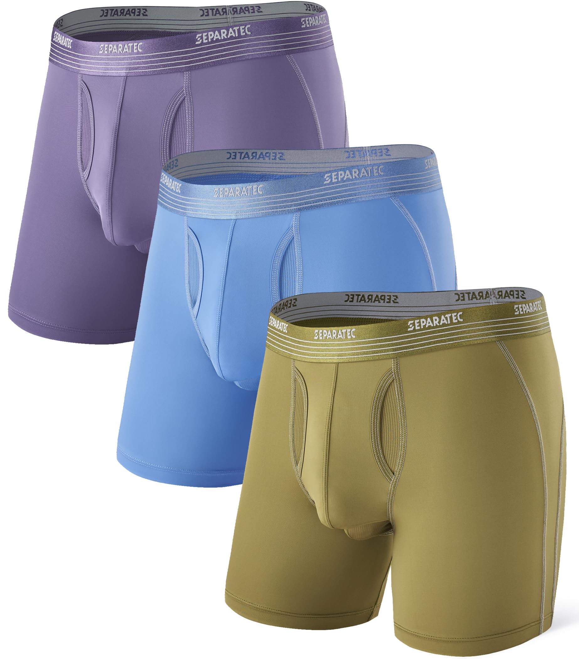 Mens Underwear with Pouch for balls Anti Chafing Underwear Men Athletic Sport Performance Long Boxer Briefs 3 Pack