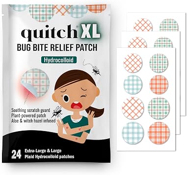 quitch XL Plaid Bug Bite Itch Relief Patch Kids, Bug Bite Patch, Summer Travel Essentials, Mosquito Anti Itch Cream Alternative Summer Camp Essentials Itch Relief, Camping Essential