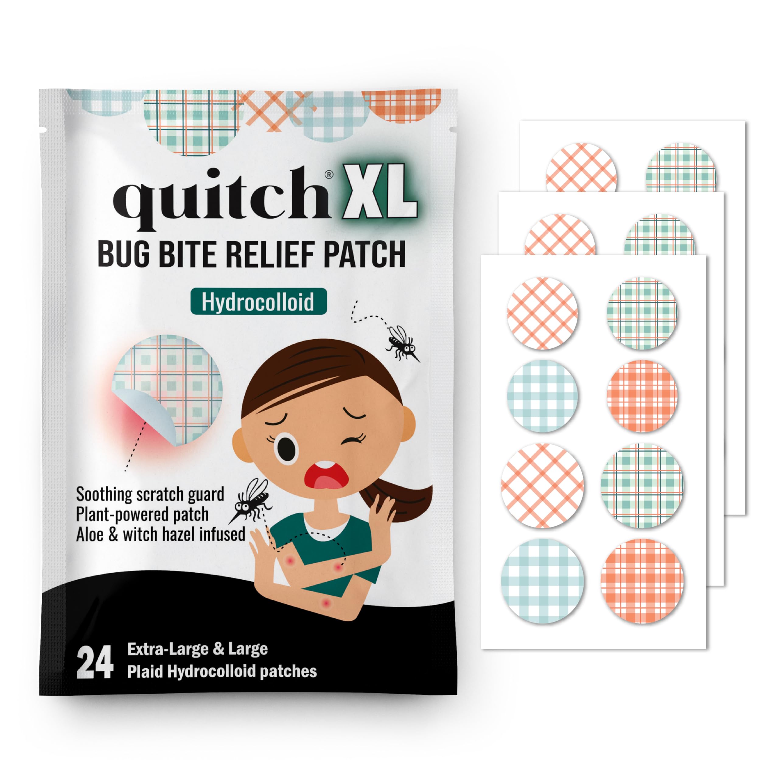 quitch XL Plaid Bug Bite Itch Relief Patch Kids, Bug Bite Patch, Summer Travel Essentials, Mosquito Anti Itch Cream Alternative Summer Camp Essentials Itch Relief, Camping Essential