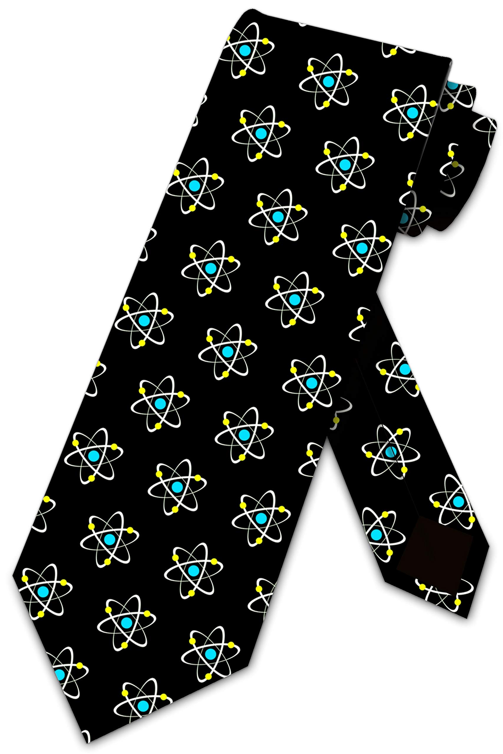 Bhhjkk Unisex Black Atomic Nucleus Neckties Mens Science Ties Science Physics Chemistry Biology Tie