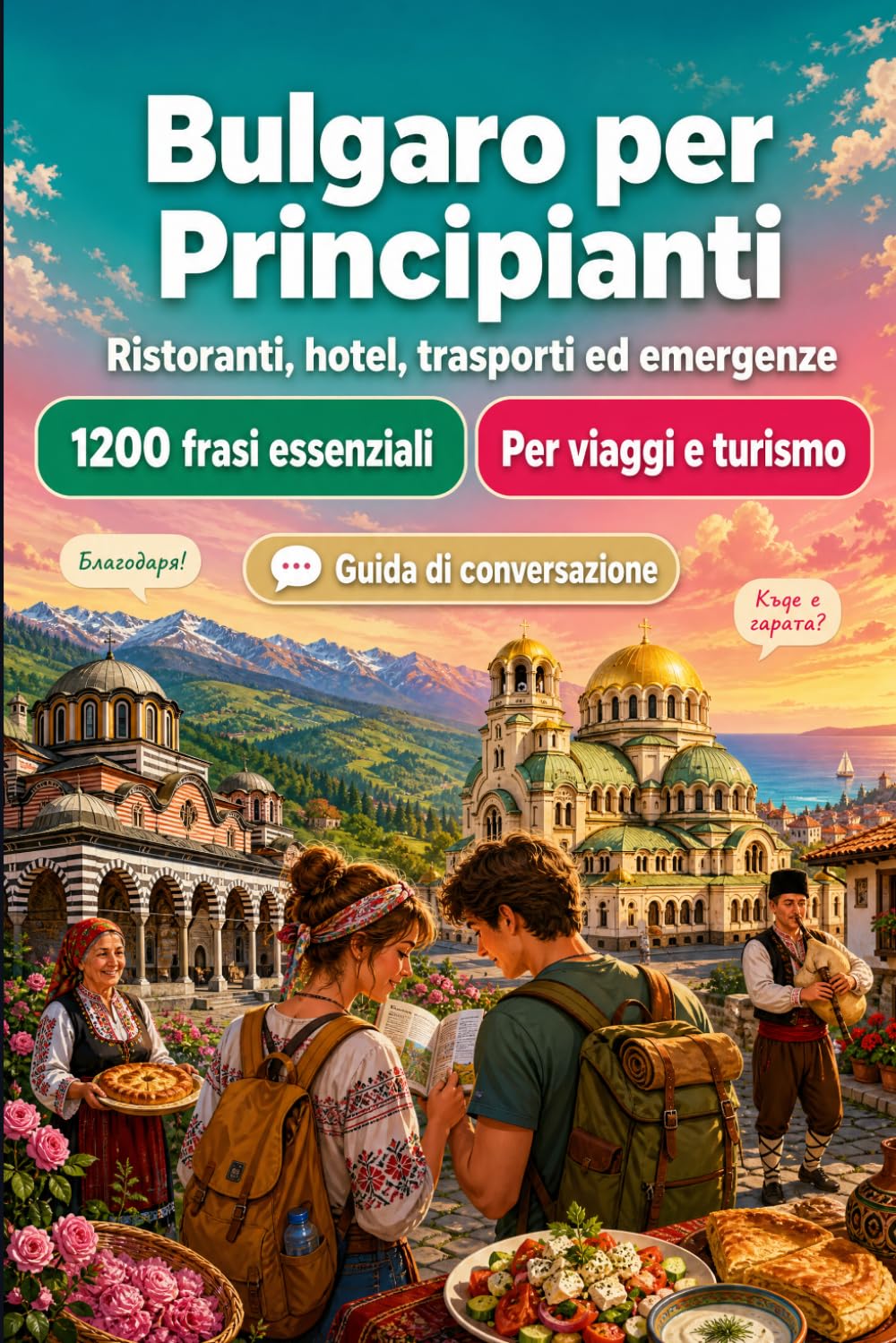 Bulgaro Per Principianti: 1200 frasi essenziali in Bulgaro per viaggiare: Guida facile alla pronuncia, conversazioni quotidiane, ristoranti, hotel, trasporti, shopping, emergenze