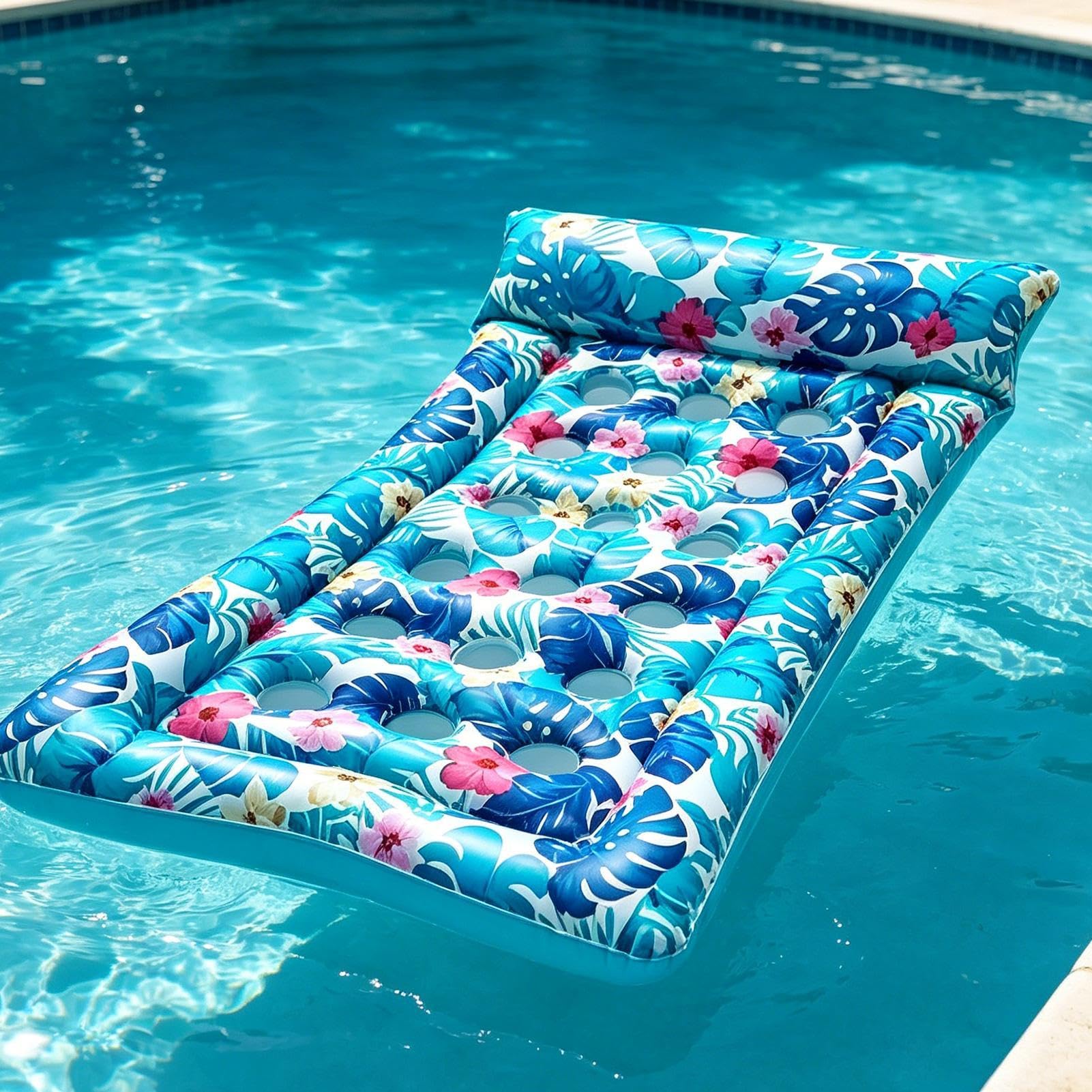 Tapis flottant pour piscine avec appui-tête