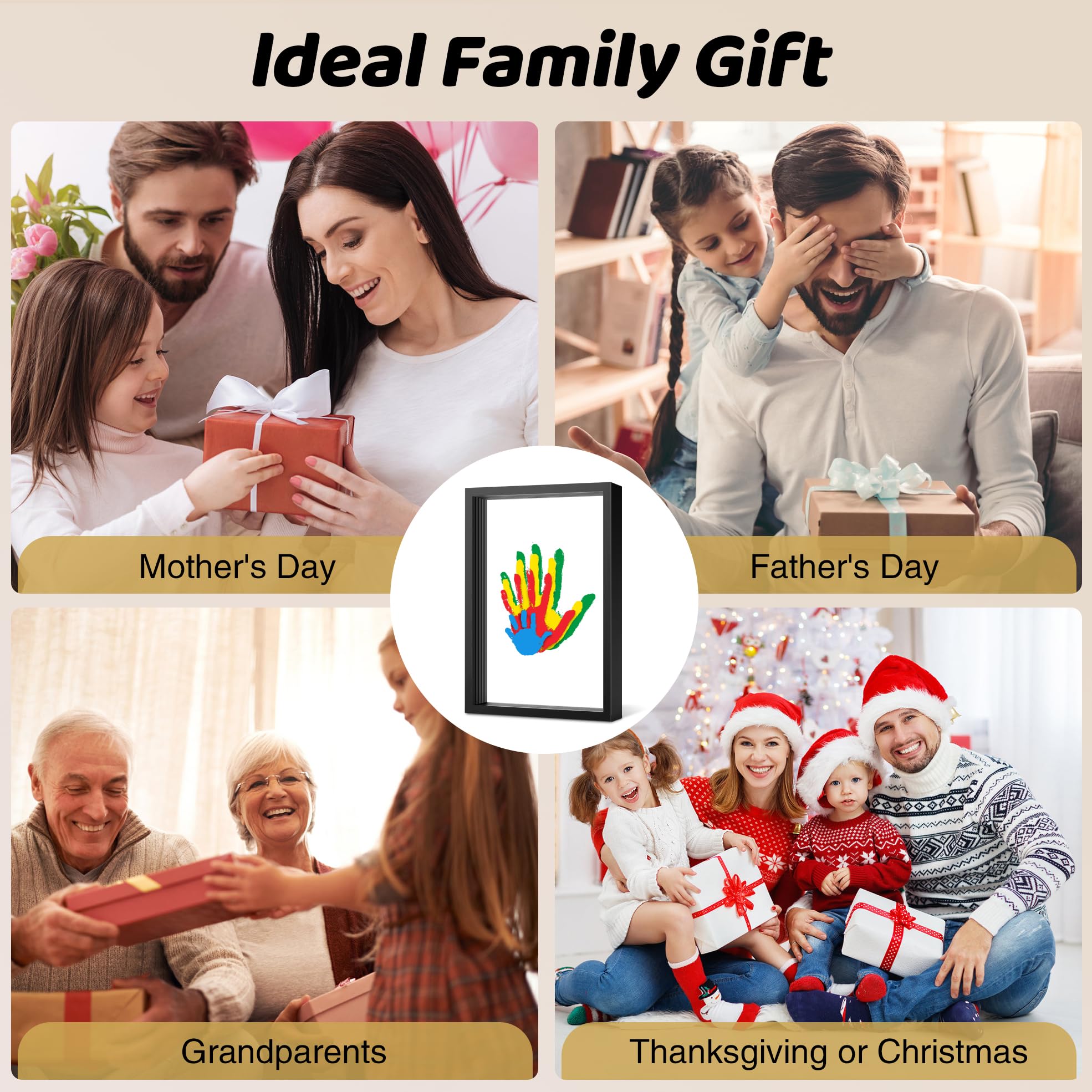 Omrhvi Kit de huellas de manos familiares, marco de recuerdo para manualidades, kits de impresión de mano de bebé, regalos familiares para nueva mamá, nuevos padres, abuelos, día del padre, día de la