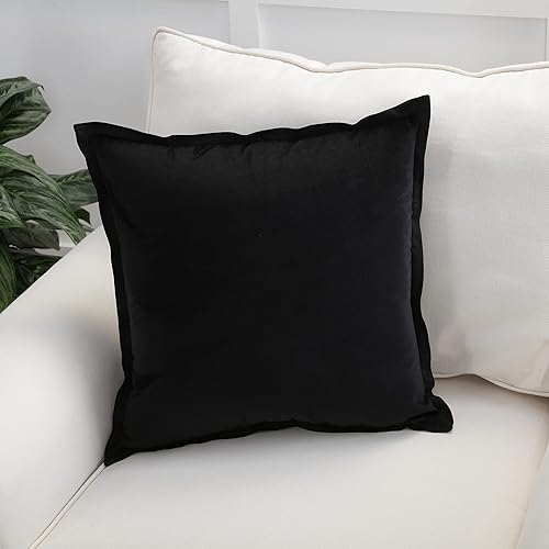 Miniatura 6 de Pillow Perfect Almohada de terciopelo para interiores, 18 x 18 pulgadas, color negro
