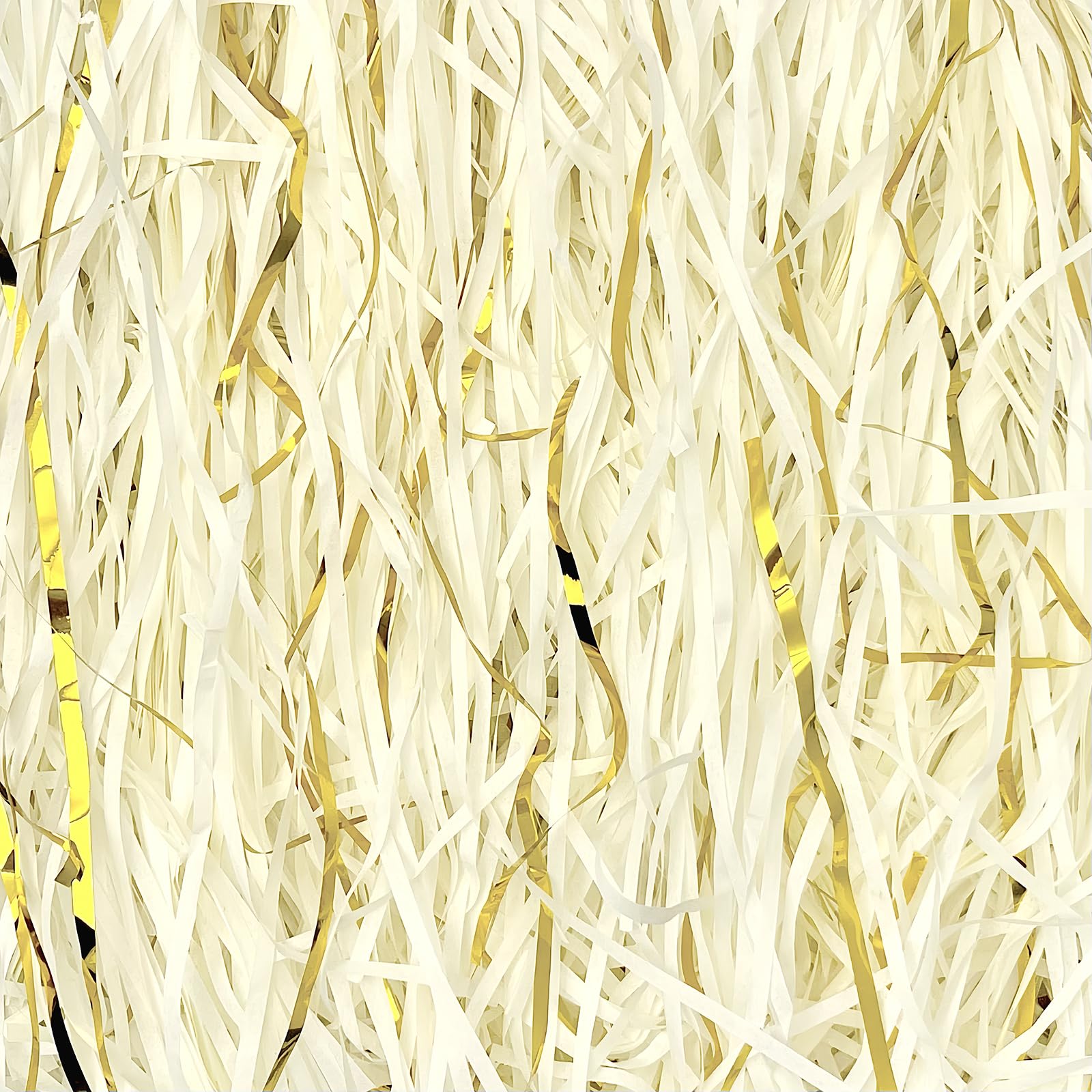 HXJDAM 300g Ivory and Gold Shredded Tissue Paper for Gift Boxes and Bags, Hamper Filling, Gift Basket Filler, Gift Filler Paper for Packaging Decoration. — image 1