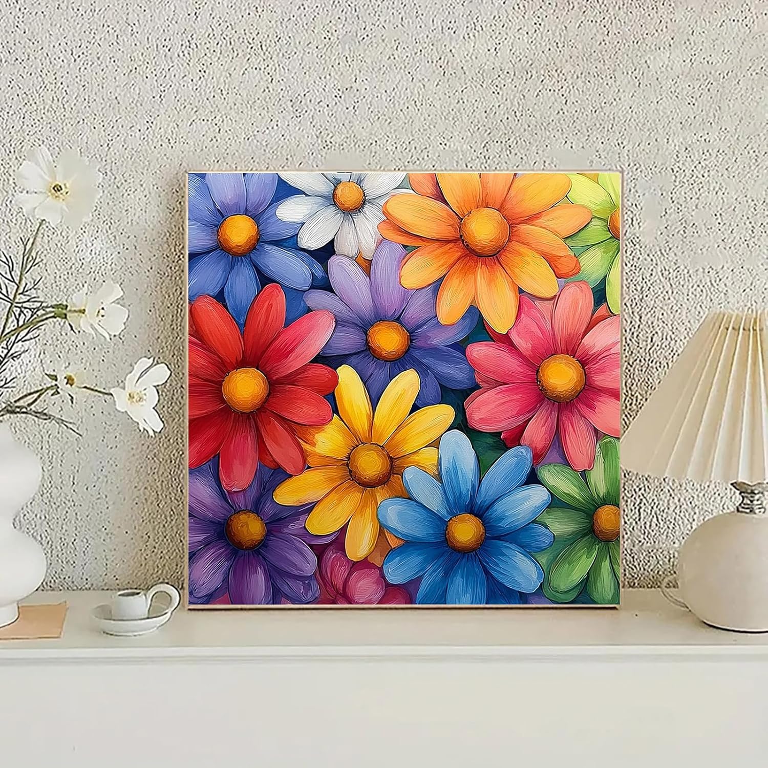 NDNXYXGS Flowers Paint by Numbers Kit for Adults,Daisy DIY Painting Kits on Canvas,Floral Color by Numbers,Large Adult Paint by Number for Gifts,Home Wall Decor