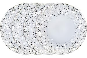 Godinger Shatter-Proof Melamine Holiday Dinner Plates with Gold Dot Design