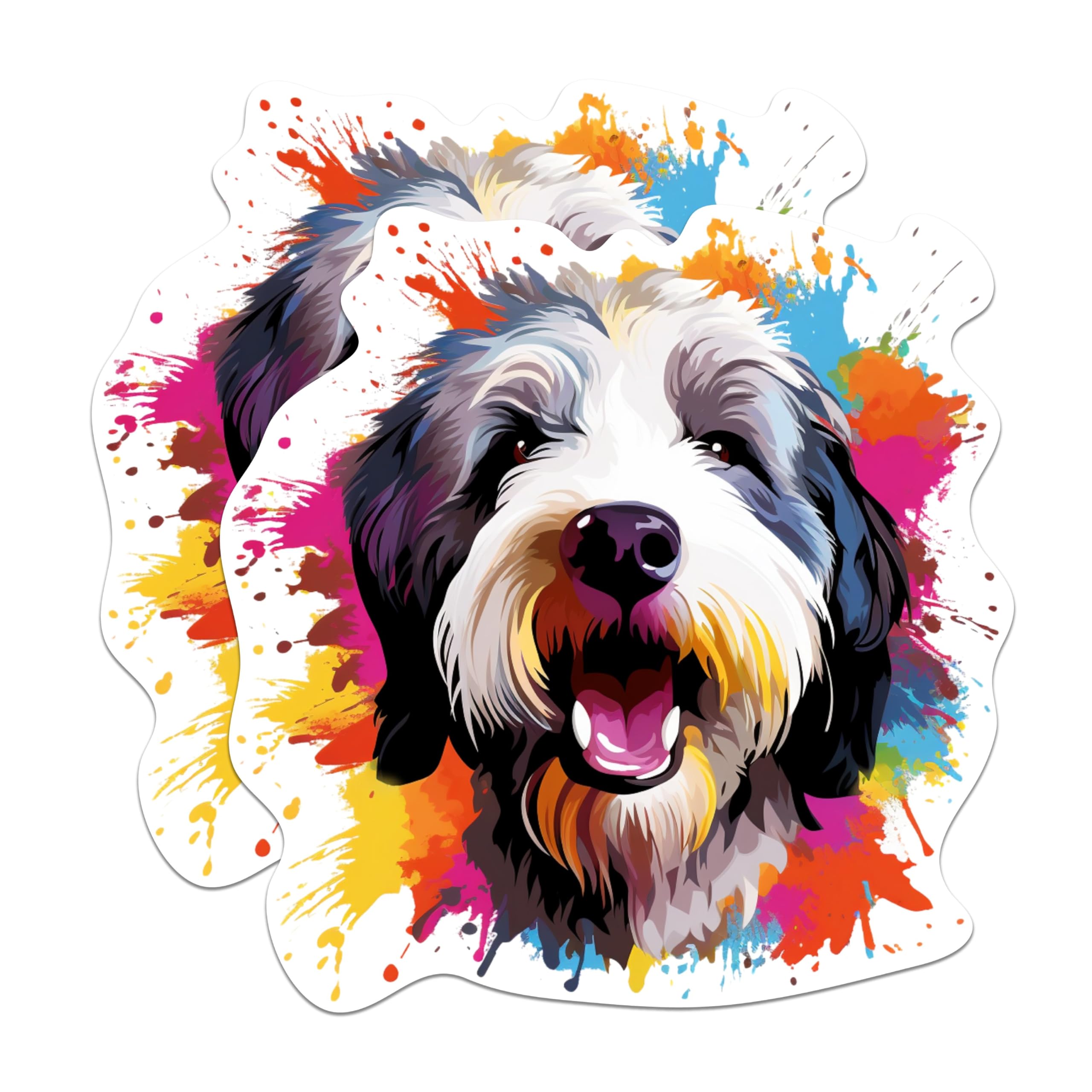 (2 Pack) Old English Sheepdog Dog Breed Stickers - 5 Inches On Longest Side - Choose from Over 100 Dog Breeds - for Cars, Trucks, Skateboards, Laptops - Made in USA - BMCS1909