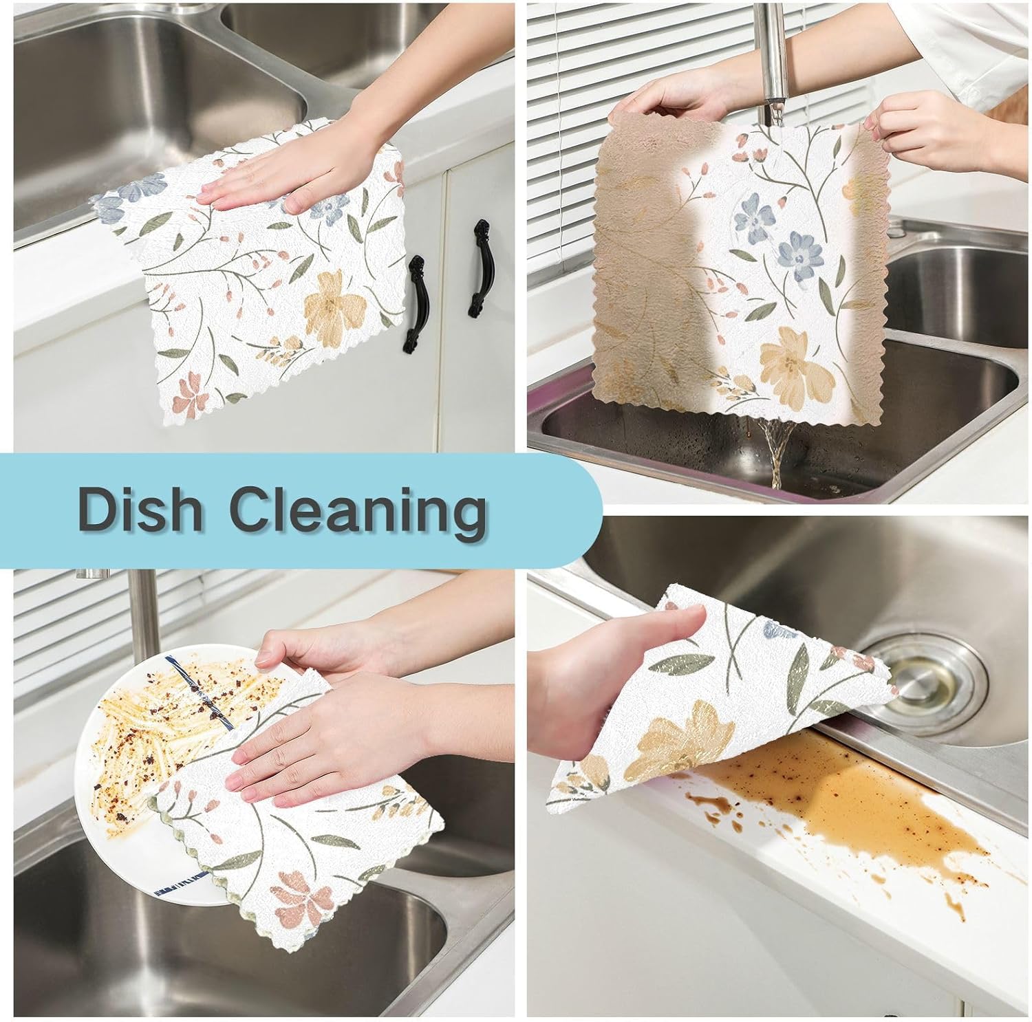 FRODOTGV Cute Floral Meadow Cotton Decorative Kitchen Towels and ...