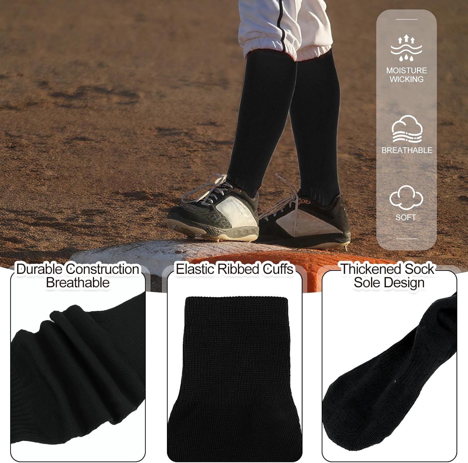 Baseball Socks and Belt Combo Set Elastic Softball Socks and Belt for Youth and Adult