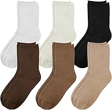 6 Pairs Women's Solid Color Crew Socks - Breathable Cotton Sports Socks for Leisure and Parties - UK4-7 One Size