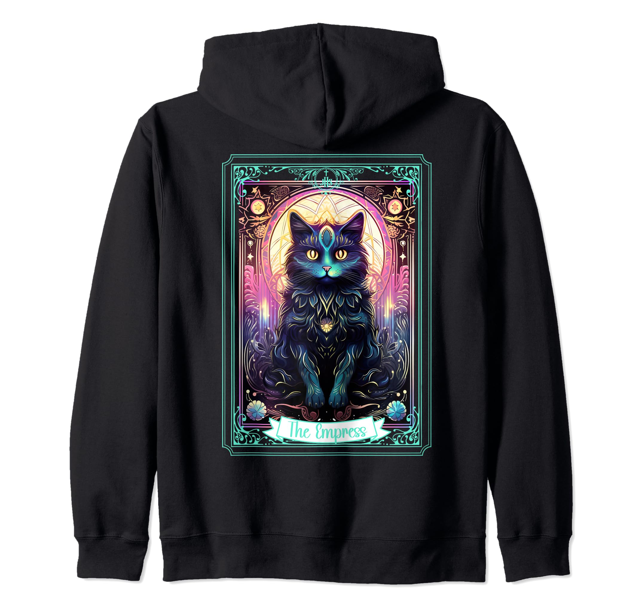 Empress Tarot Card Halloween Black Cat Witchy Design Zip Hoodie
