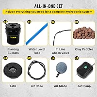 Vista 6 de VEVOR Sistema Hidropónico DWC, 5 Galones 4 Cubetas, Cubo de Cultivo de Agua Profunda, Kit de Cultivo Hidropónico con Bomba, Piedra de Aire