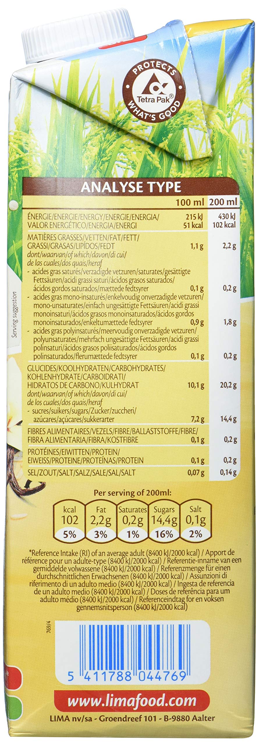 LIMA Rice Drink Vanilla, 6er Pack (6 x 1000 g)