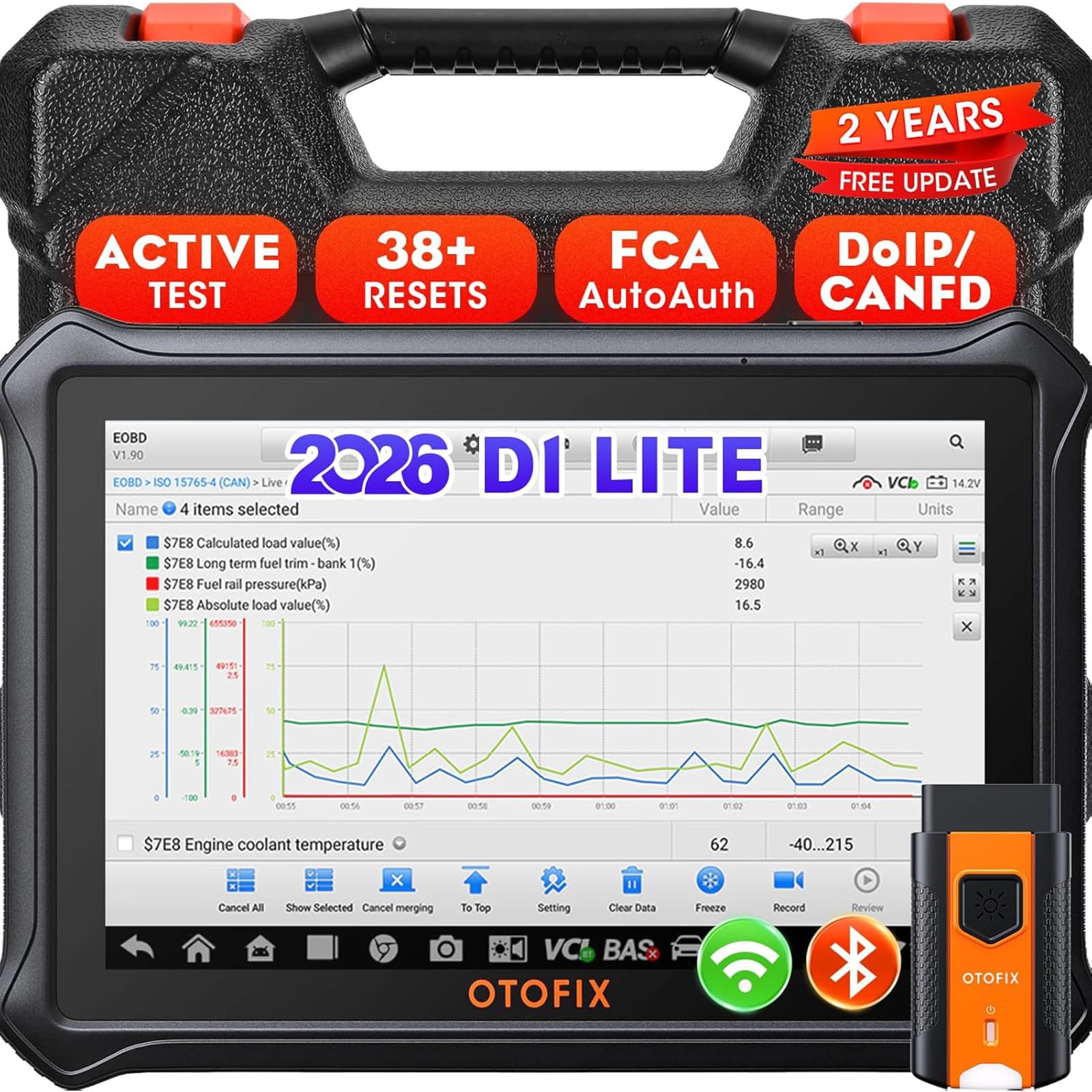 – D1 Lite OBD2 Scanner, [2 Years Free Update] 2026 with Bi-Directional Control Scan Tool, All System Diagnostics, 38+ Functions, Oil Reset, EPB, SAS, BMS, ABS Bleeding, Auto VIN, FCA SGW