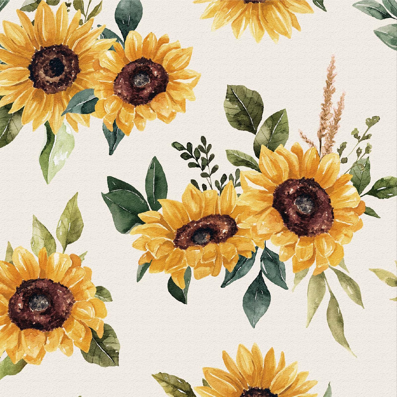 ANLIKY-Pro Self Adhesive Wallpaper Floral, 44x300 cm Sunflower Wallpaper Orange and Green Artistic Rural Style Flower Leaf Plants Wall Paper Boho Self Adhesive Furniture Wrap for Room, Cabinets