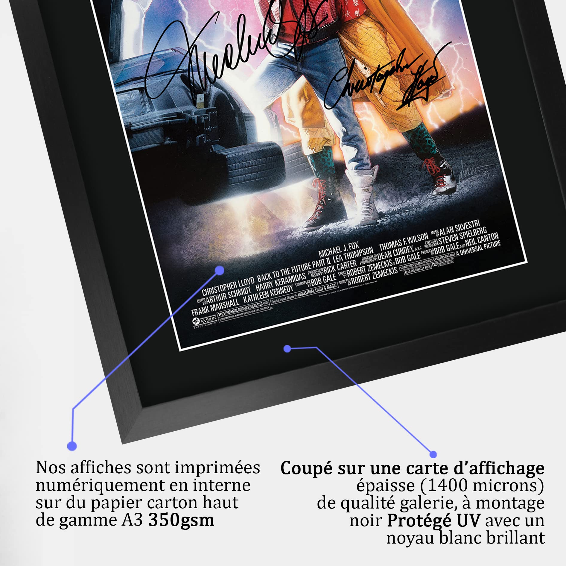 HWC Trading A2 Back To The Future - Affiche Encadrée Signée Pour Fans De Cinéma