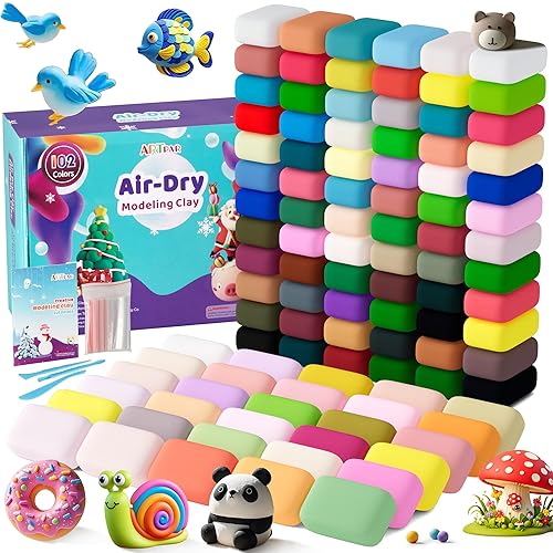ARTPAR Air Drying Clay Kids 102 Colors, Modeling Magic Clay Kit with Sculpting Tools,Soft and Non-Sticky,Classroom Activities & Art and Crafts Creative Play Gifts for Boys & Girls Age 3-12 - 102 Colors