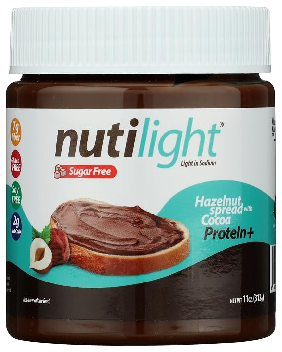 Nutilight Sugar Free Protein Hazelnut Spread with Cocoa - Keto (11 oz) | Diabetic friendly, low net carb, fiber. Buy 2 or more for discount