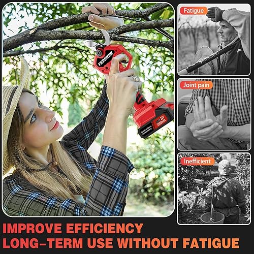 Miniatura 6 de Tijeras de podar eléctricas, tijeras de podar inalámbricas profesionales con pantalla LCD, podadora eléctrica alimentada por batería con 2