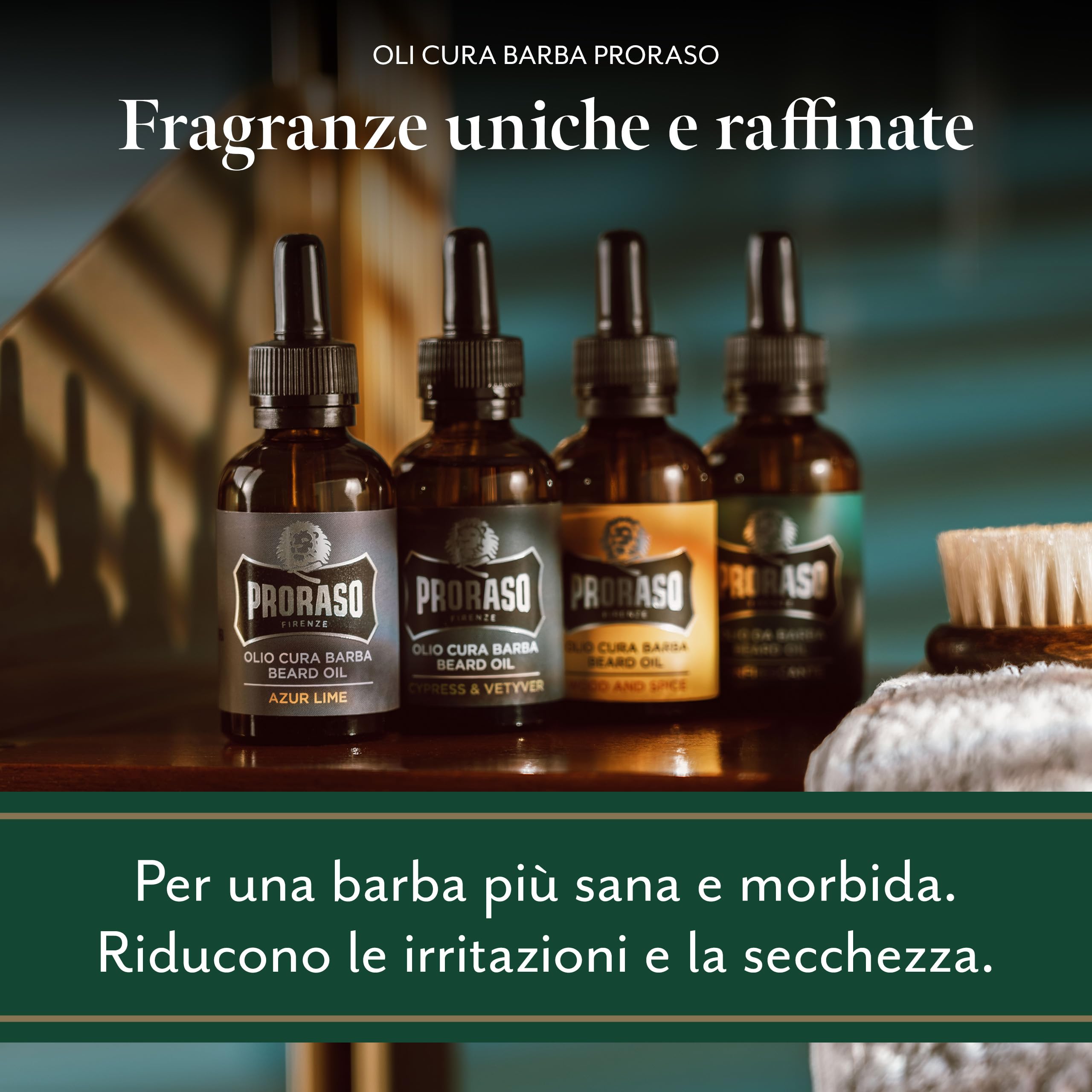 Proraso Olio Cura Barba Wood and Spice, 30ml, Olio da barba uomo con effetto ammorbidente e nutriente, Olio barba folta e lunga, Made in Italy