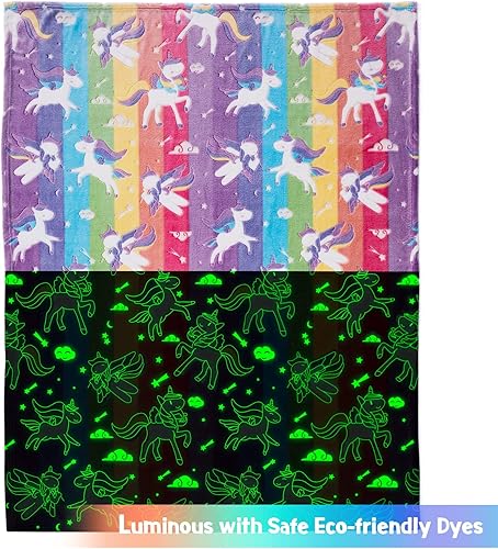 Miniatura 5 de Manta que brilla en la oscuridad, regalos de unicornio para niñas y niños, manta de cumpleaños, Halloween, Navidad, decoración luminosa para